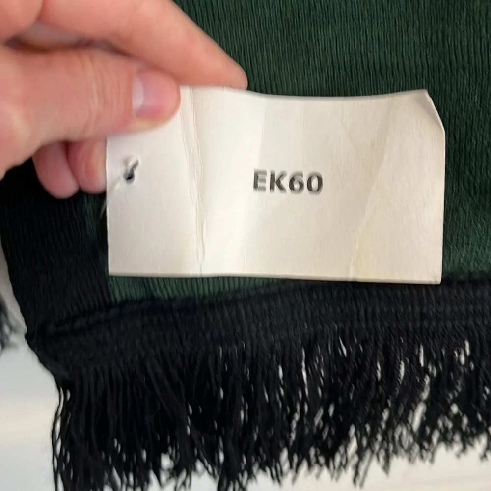 NWT Starbucks Gray, Green & Black Reversible Knit Fringed Scarf Mermaid Unisex